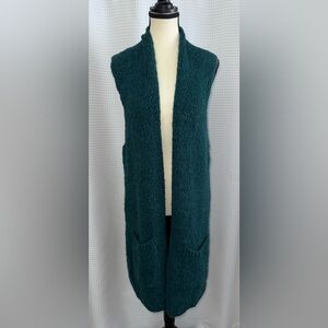 YERSE emerald green fine alpaca wool long knitted Vest size Medium